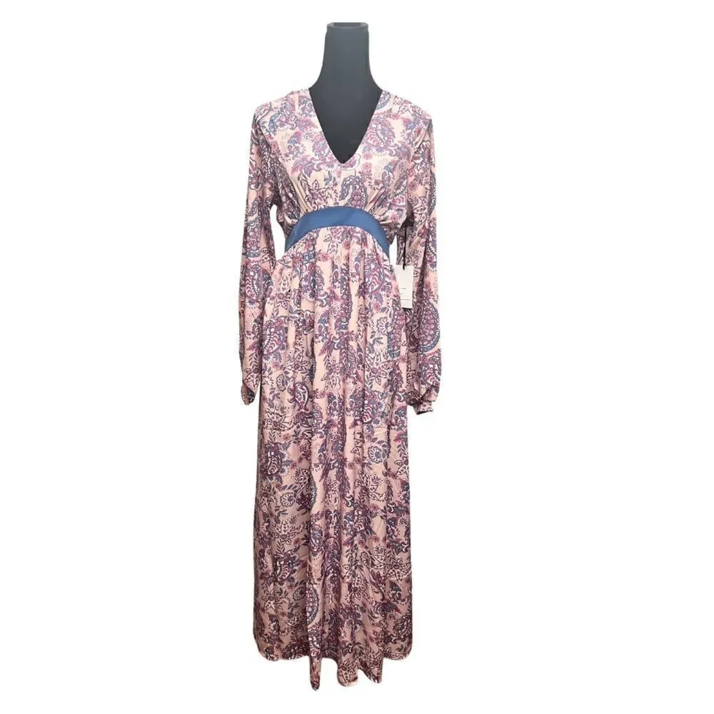 Unique Vintage Pink Paisley Print Dress - Picture 2 of 11